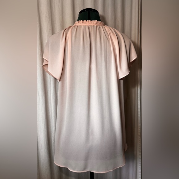 Ann Taylor Loft Tie Neck Blouse in Blush Ballet Pink Women's Size L - Picture 5 of 12